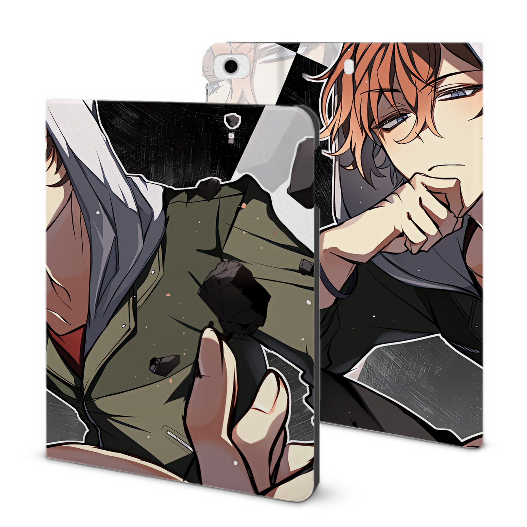 （画像用） 文豪ストレイドッグス Bungo Stray Dogs IPad ケース ブック型 PUレザー TPU 耐衝撃 軽量 薄型 ペン収納なし 全面保護 IPad 各モデル対応
